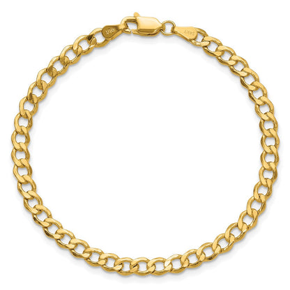 14K Gelbgold 4.3mm Halbmassiv Panzer mit Karabinerverschluss Kette Fußkettchen