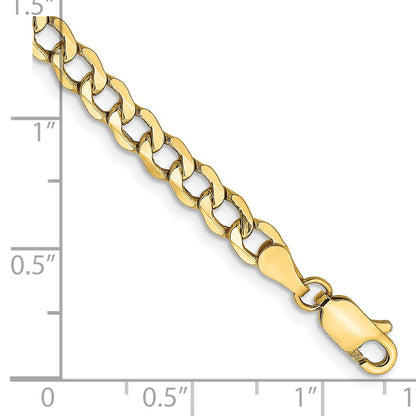 14K Gelbgold 4.3mm Halbmassiv Panzer mit Karabinerverschluss Kette Fußkettchen