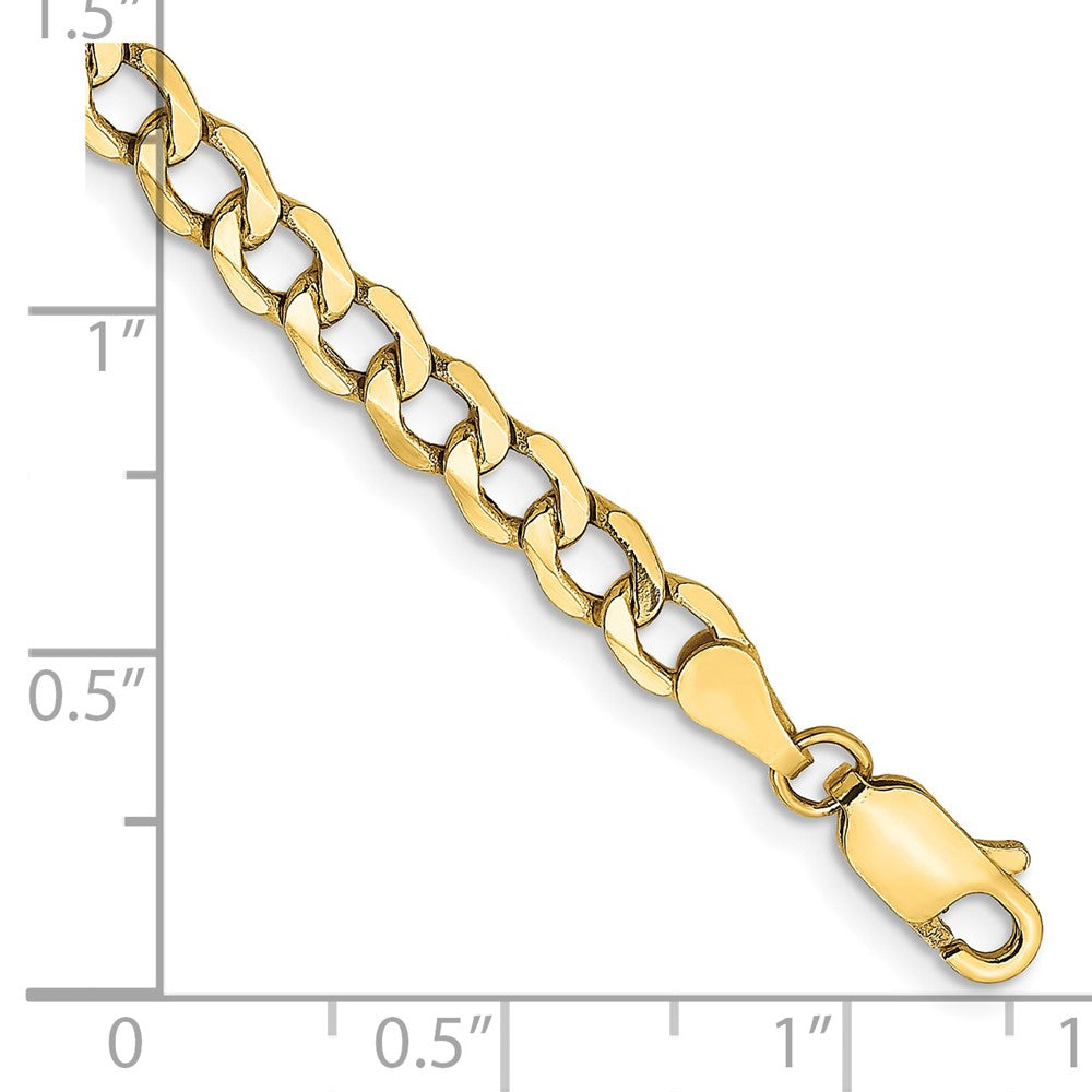 14K Gelbgold 4.3mm Halbmassiv Panzer mit Karabinerverschluss Kette Fußkettchen