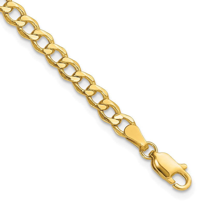 14K Gelbgold 4.3mm Halbmassiv Panzer mit Karabinerverschluss Kette Fußkettchen