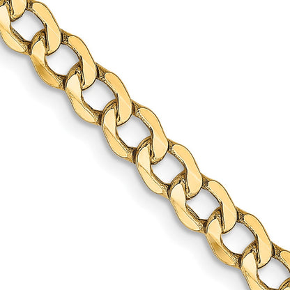 14K Gelbgold 4.3mm Halbmassiv Panzer mit Karabinerverschluss Halskette