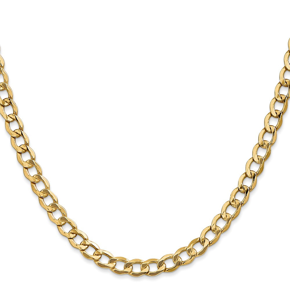 14K Gelbgold 5.25mm Halbmassiv Panzer mit Karabinerverschluss Halskette