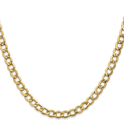 14K Gelbgold 5.25mm Halbmassiv Panzer mit Karabinerverschluss Halskette