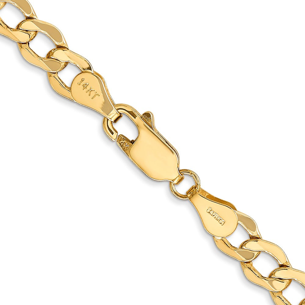 14K Gelbgold 5.25mm Halbmassiv Panzer mit Karabinerverschluss Halskette
