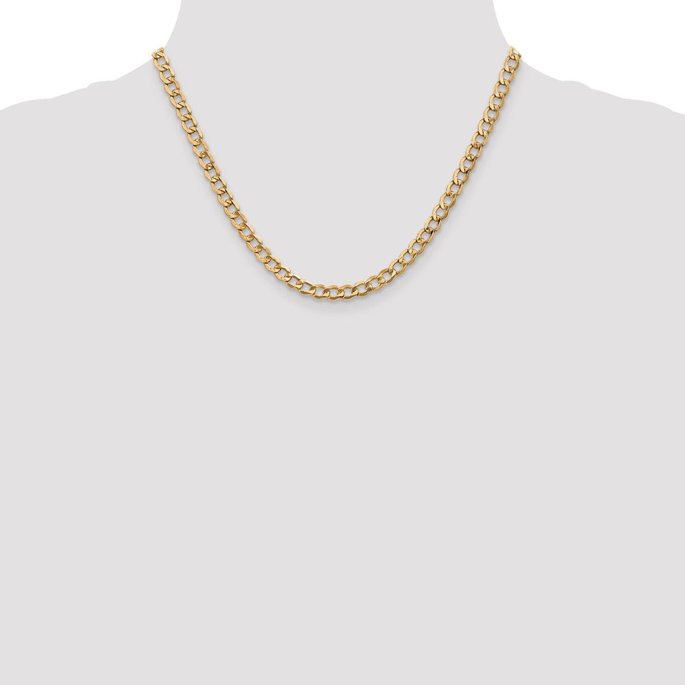 14K Gelbgold 5.25mm Halbmassiv Panzer mit Karabinerverschluss Halskette