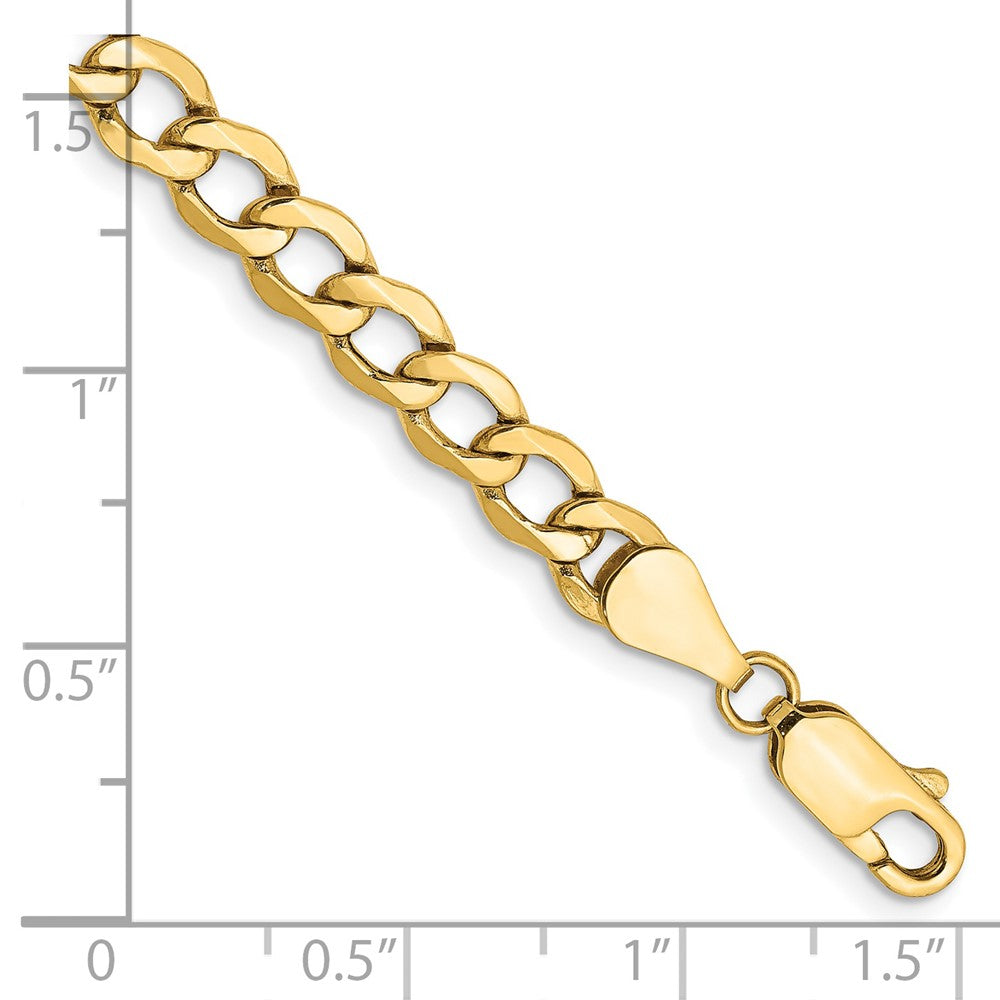 14K Gelbgold 5.25mm Halbmassiv Panzer mit Karabinerverschluss Gliederarmband