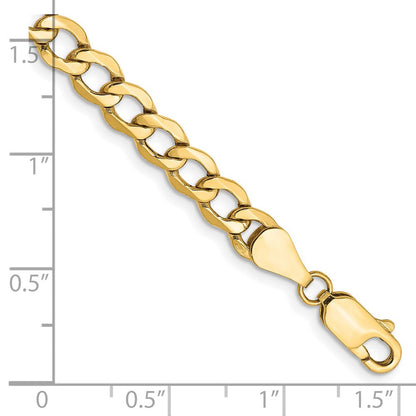 14K Gelbgold 5.25mm Halbmassiv Panzer mit Karabinerverschluss Gliederarmband