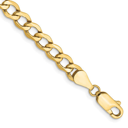 14K Gelbgold 5.25mm Halbmassiv Panzer mit Karabinerverschluss Gliederarmband