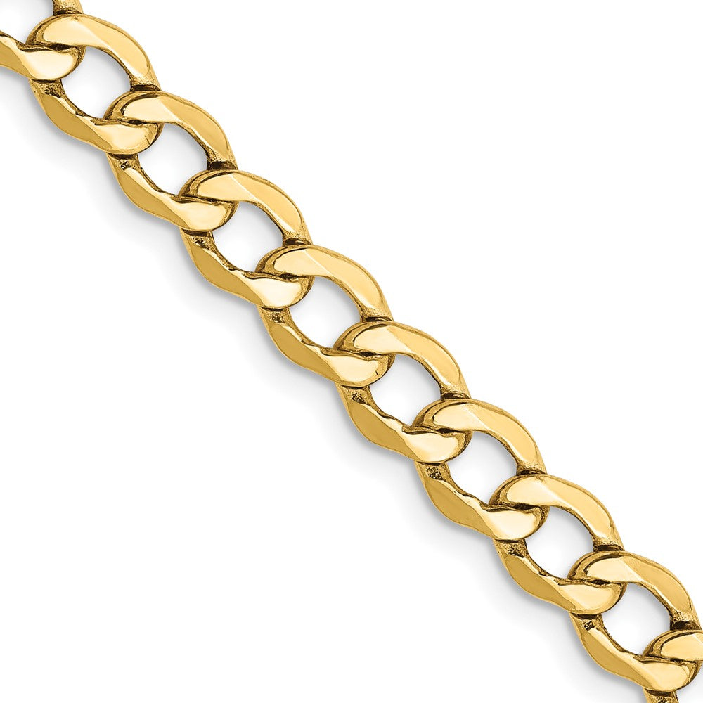 14K Gelbgold 5.25mm Halbmassiv Panzer mit Karabinerverschluss Halskette