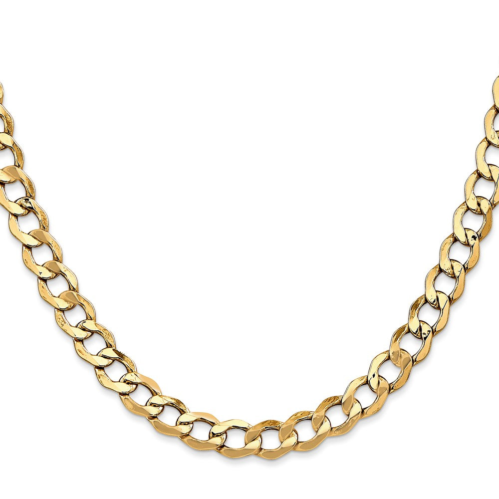 14K Gelbgold 6.5mm Halbmassiv Panzer mit Karabinerverschluss Halskette