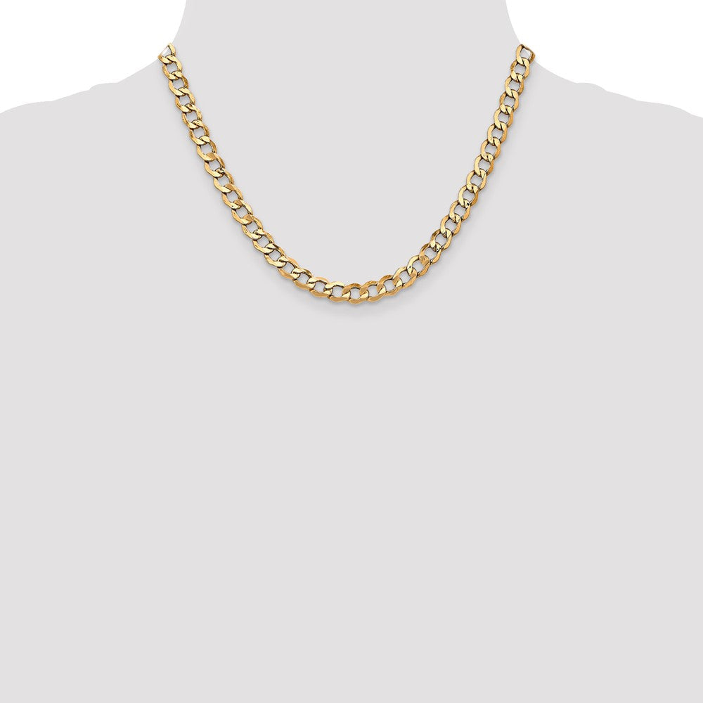 14K Gelbgold 6.5mm Halbmassiv Panzer mit Karabinerverschluss Halskette