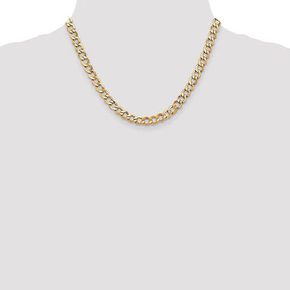 14K Gelbgold 6.5mm Halbmassiv Panzer mit Karabinerverschluss Halskette
