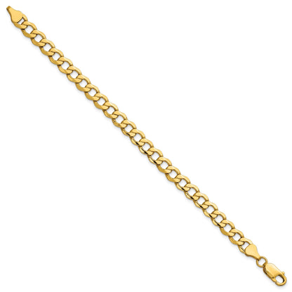 14K Gelbgold 6.5mm Halbmassiv Panzer mit Karabinerverschluss Gliederarmband