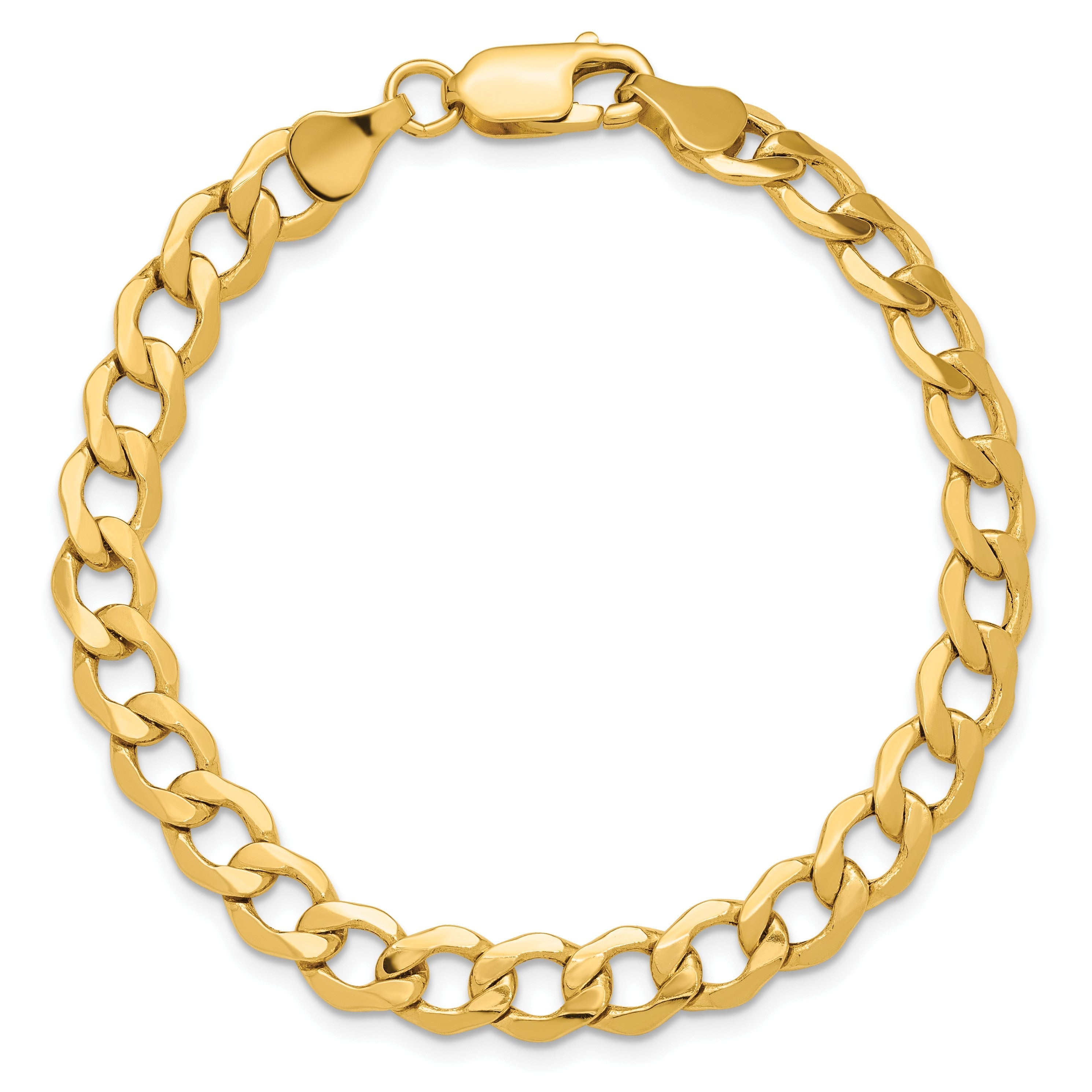 14K Gelbgold 6.5mm Halbmassiv Panzer mit Karabinerverschluss Gliederarmband