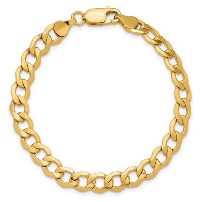 14K Gelbgold 6.5mm Halbmassiv Panzer mit Karabinerverschluss Gliederarmband