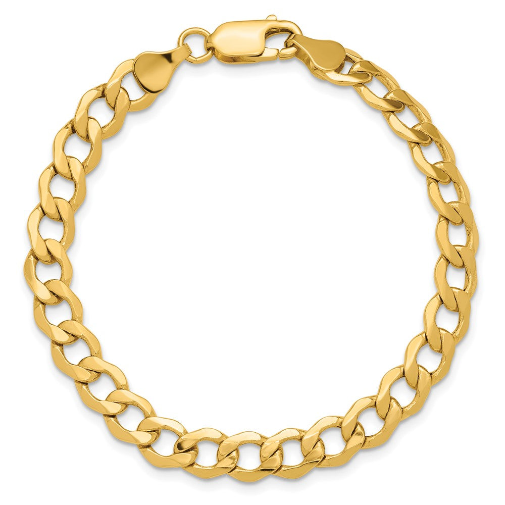 14K Gelbgold 6.5mm Halbmassiv Panzer mit Karabinerverschluss Gliederarmband