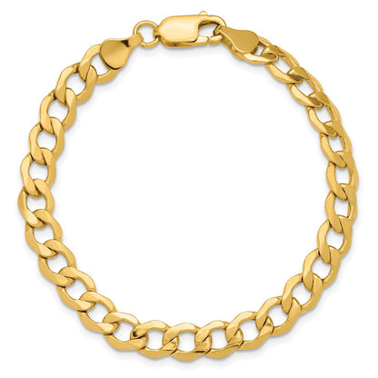 14K Gelbgold 6.5mm Halbmassiv Panzer mit Karabinerverschluss Gliederarmband