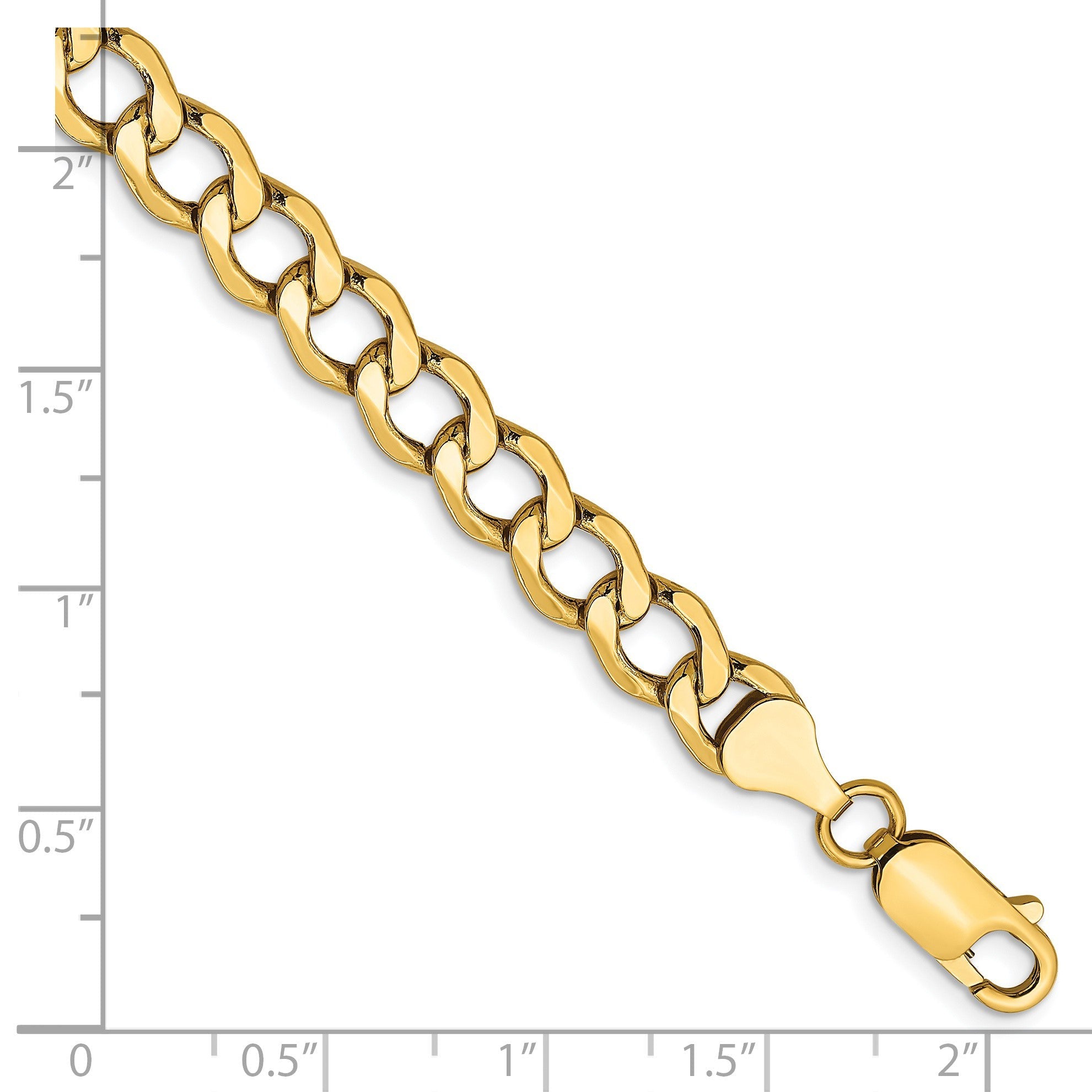14K Gelbgold 6.5mm Halbmassiv Panzer mit Karabinerverschluss Gliederarmband