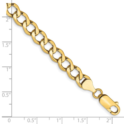 14K Gelbgold 6.5mm Halbmassiv Panzer mit Karabinerverschluss Gliederarmband