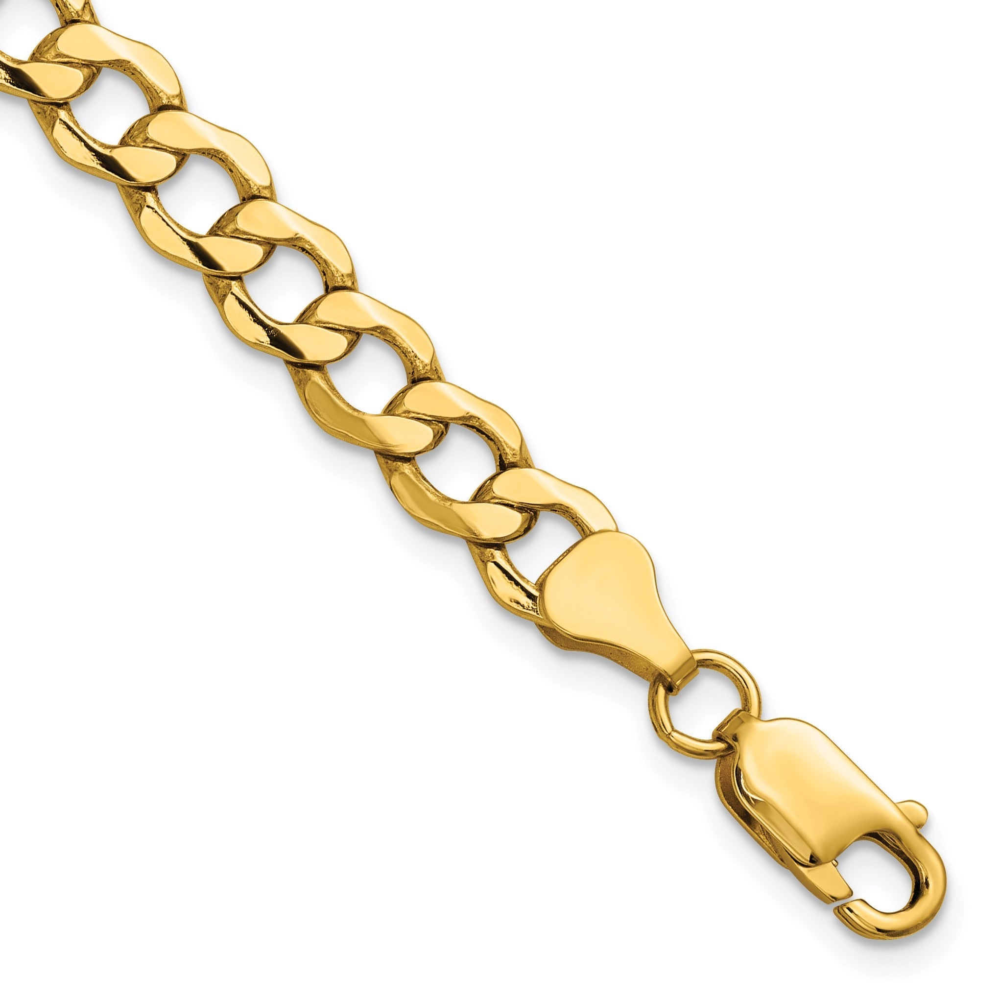 14K Gelbgold 6.5mm Halbmassiv Panzer mit Karabinerverschluss Gliederarmband