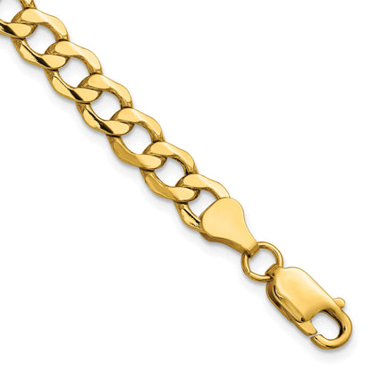 14K Gelbgold 6.5mm Halbmassiv Panzer mit Karabinerverschluss Gliederarmband
