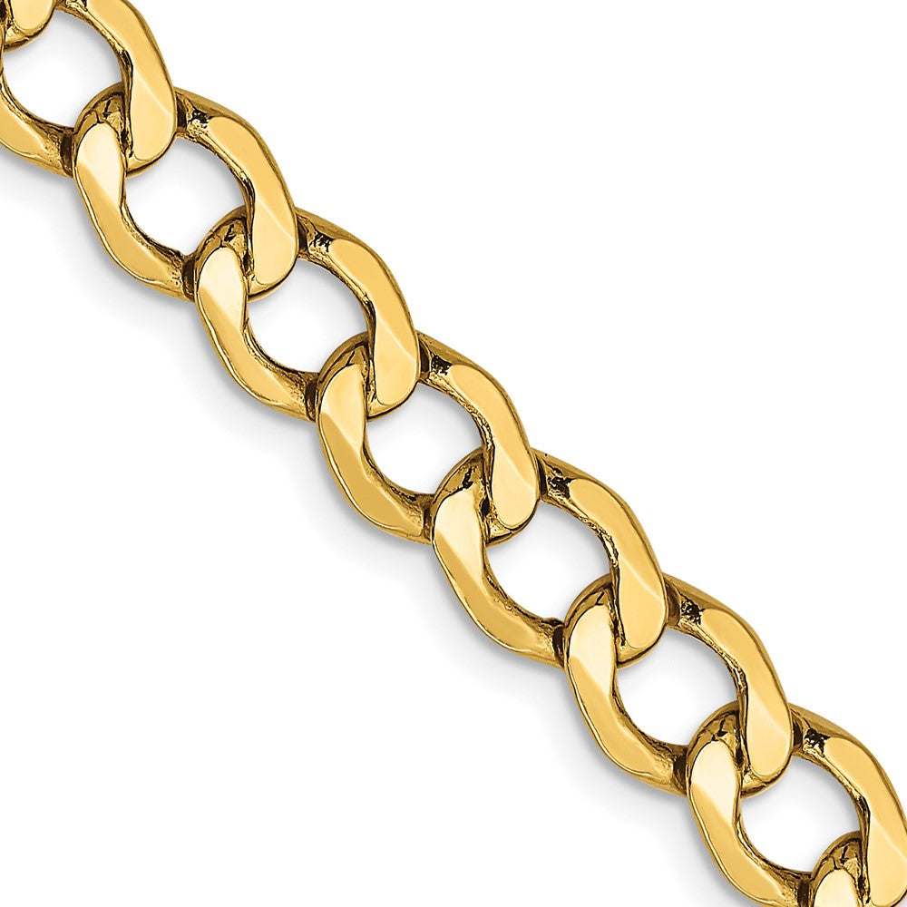14K Gelbgold 6.5mm Halbmassiv Panzer mit Karabinerverschluss Halskette