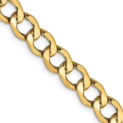 14K Gelbgold 6.5mm Halbmassiv Panzer mit Karabinerverschluss Halskette