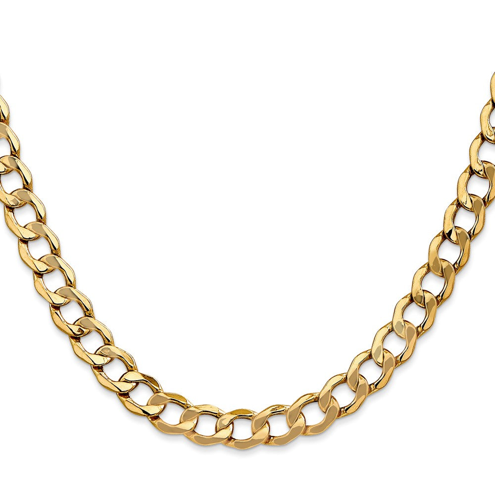 14K Gelbgold 7mm Halbmassiv Panzer mit Karabinerverschluss Halskette