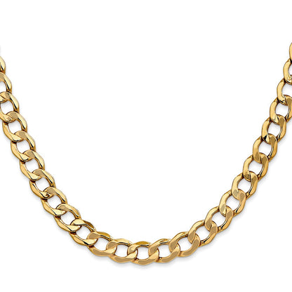 14K Gelbgold 7mm Halbmassiv Panzer mit Karabinerverschluss Halskette