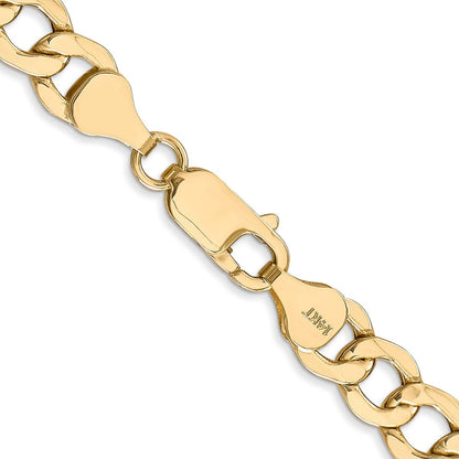 14K Gelbgold 7mm Halbmassiv Panzer mit Karabinerverschluss Halskette