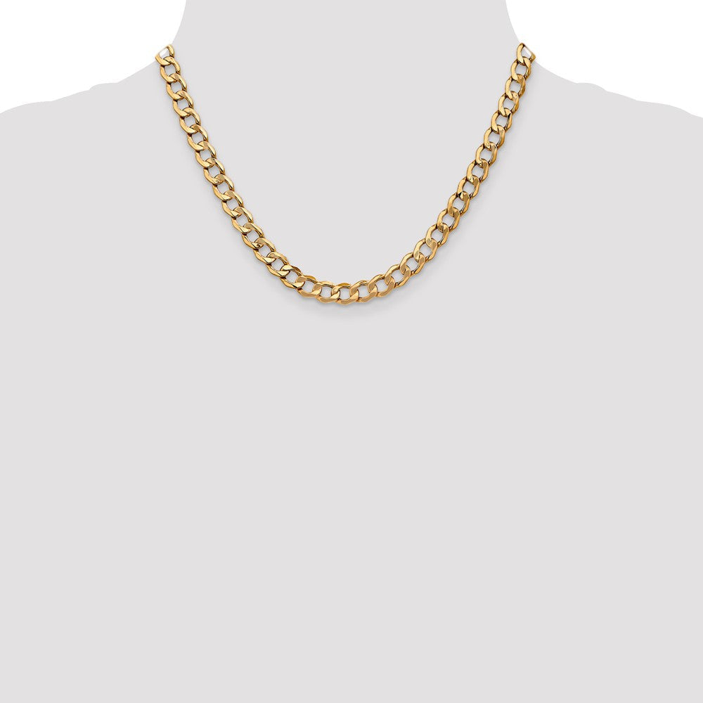 14K Gelbgold 7mm Halbmassiv Panzer mit Karabinerverschluss Halskette