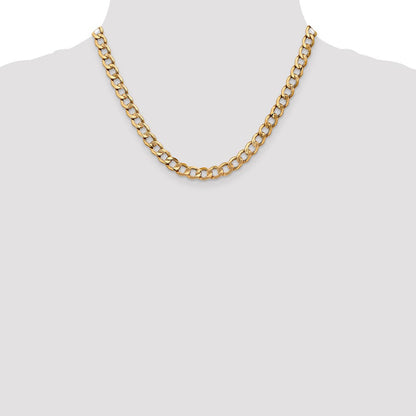 14K Gelbgold 7mm Halbmassiv Panzer mit Karabinerverschluss Halskette