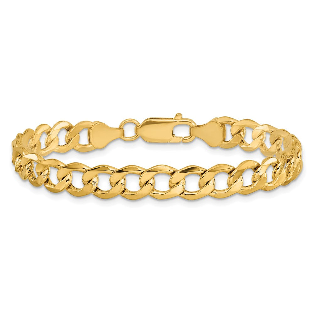 14K Gelbgold 7mm Halbmassiv Panzer mit Karabinerverschluss Gliederarmband