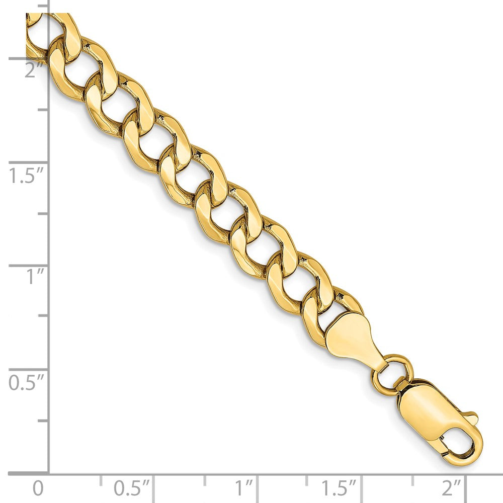 14K Gelbgold 7mm Halbmassiv Panzer mit Karabinerverschluss Gliederarmband