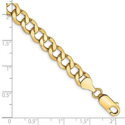 14K Gelbgold 7mm Halbmassiv Panzer mit Karabinerverschluss Gliederarmband