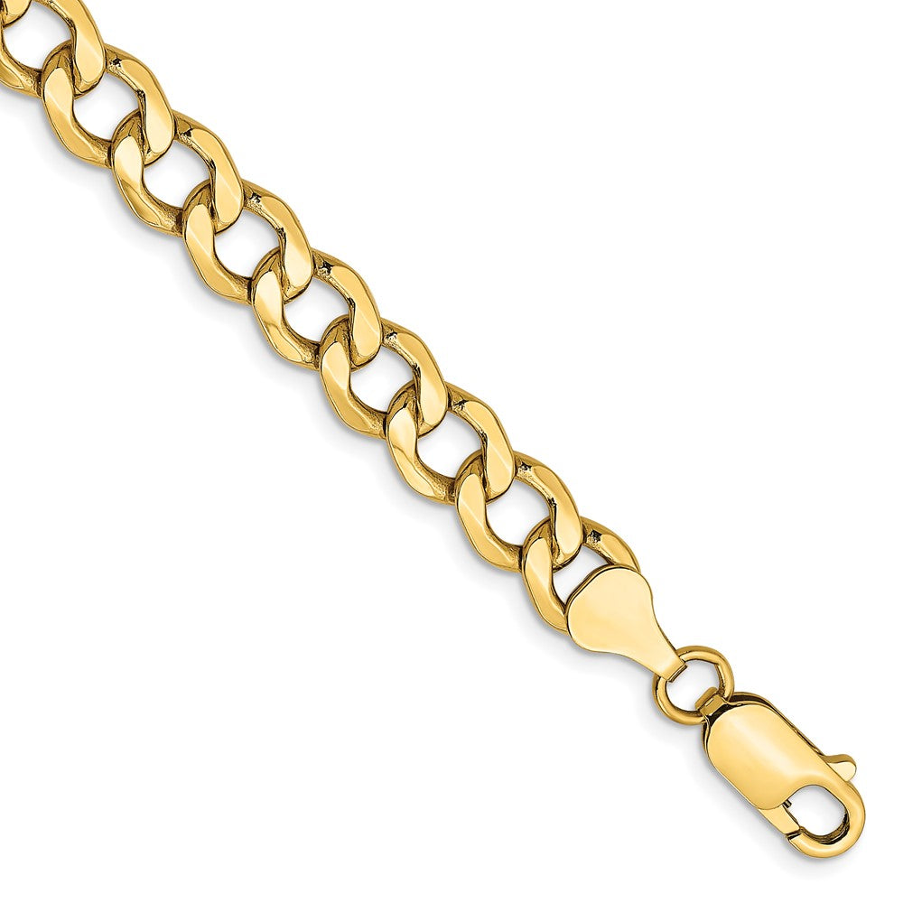 14K Gelbgold 7mm Halbmassiv Panzer mit Karabinerverschluss Gliederarmband