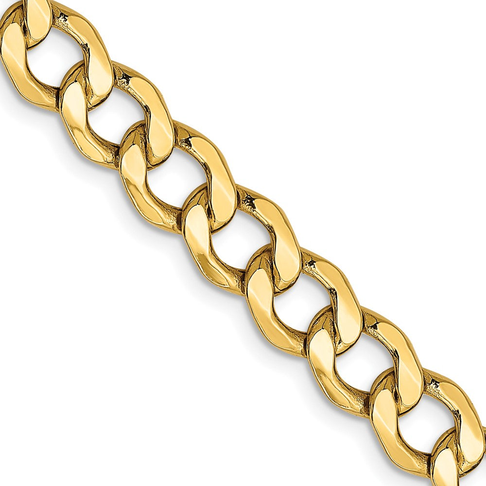 14K Gelbgold 7mm Halbmassiv Panzer mit Karabinerverschluss Halskette