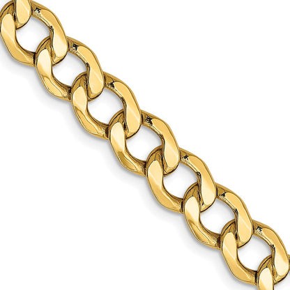 14K Gelbgold 7mm Halbmassiv Panzer mit Karabinerverschluss Halskette