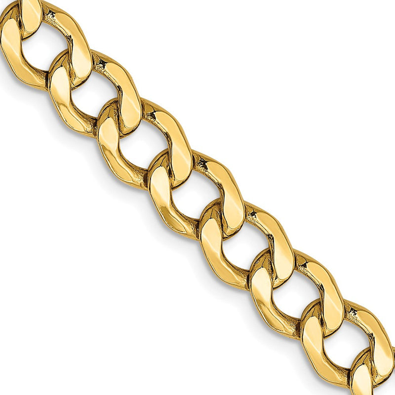 14K Gelbgold 7mm Halbmassiv Panzer mit Karabinerverschluss Halskette
