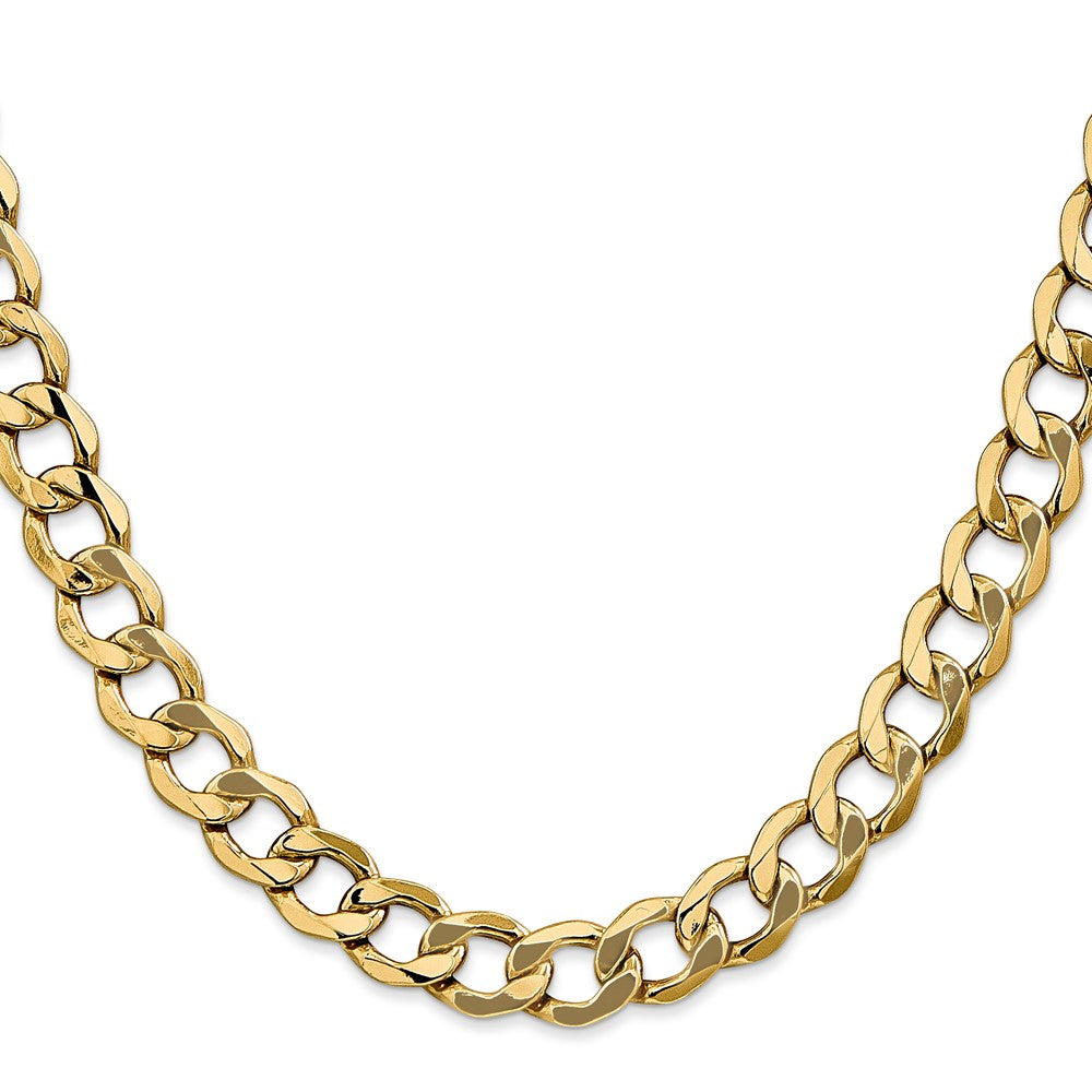 14K Gelbgold 9mm Halbmassiv Panzer mit Karabinerverschluss Halskette