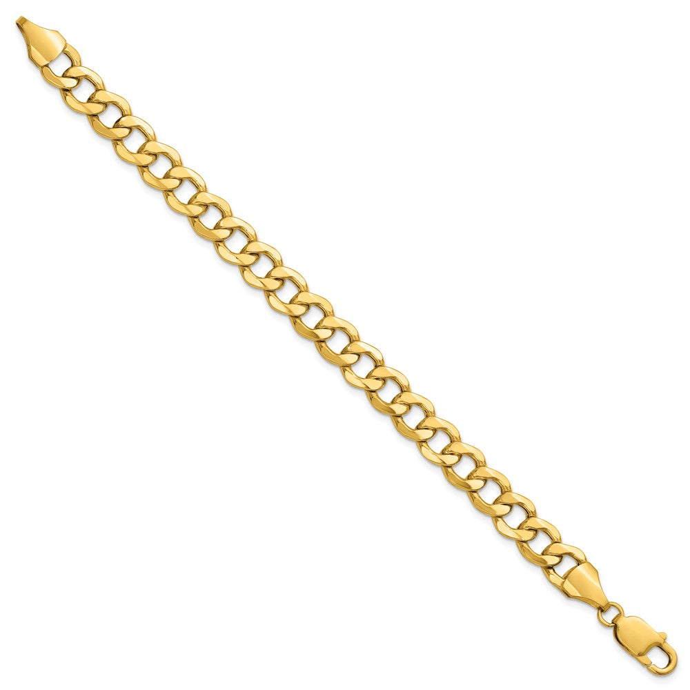 14K Gelbgold 9mm Halbmassiv Panzer mit Karabinerverschluss Gliederarmband