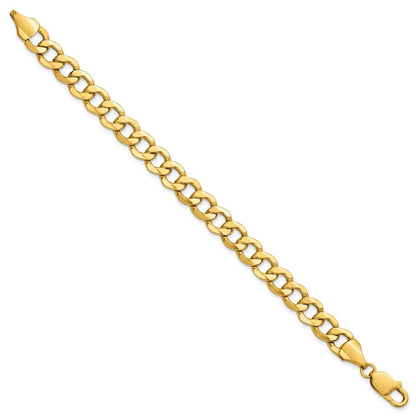 14K Gelbgold 9mm Halbmassiv Panzer mit Karabinerverschluss Gliederarmband