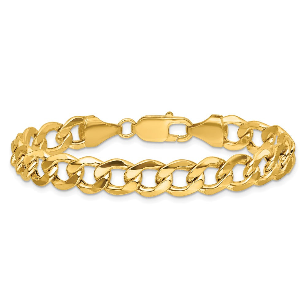 14K Gelbgold 9mm Halbmassiv Panzer mit Karabinerverschluss Gliederarmband