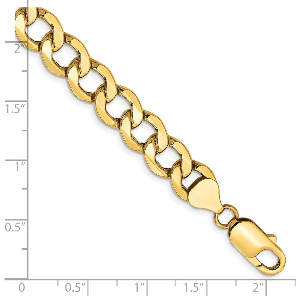 14K Gelbgold 9mm Halbmassiv Panzer mit Karabinerverschluss Gliederarmband