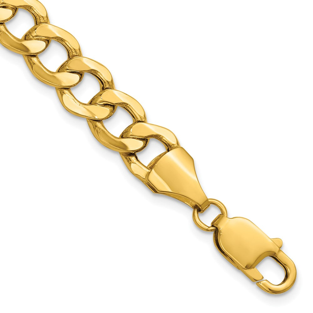 14K Gelbgold 9mm Halbmassiv Panzer mit Karabinerverschluss Gliederarmband