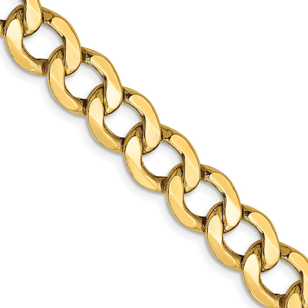 14K Gelbgold 9mm Halbmassiv Panzer mit Karabinerverschluss Halskette