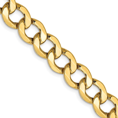 14K Gelbgold 9mm Halbmassiv Panzer mit Karabinerverschluss Halskette