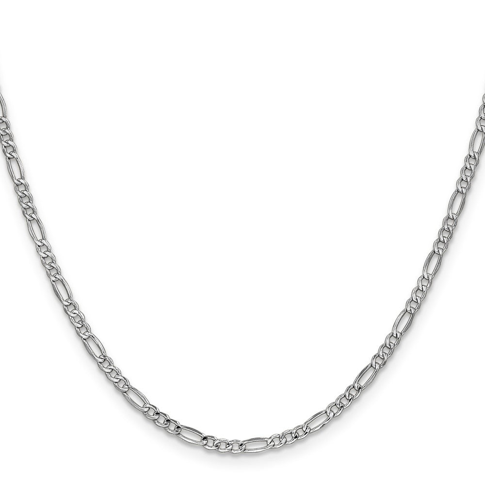 14K Weißgold 2.5mm Halbmassiv Figaro mit Karabinerverschluss Halskette