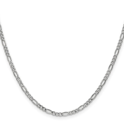 14K Weißgold 2.5mm Halbmassiv Figaro mit Karabinerverschluss Halskette