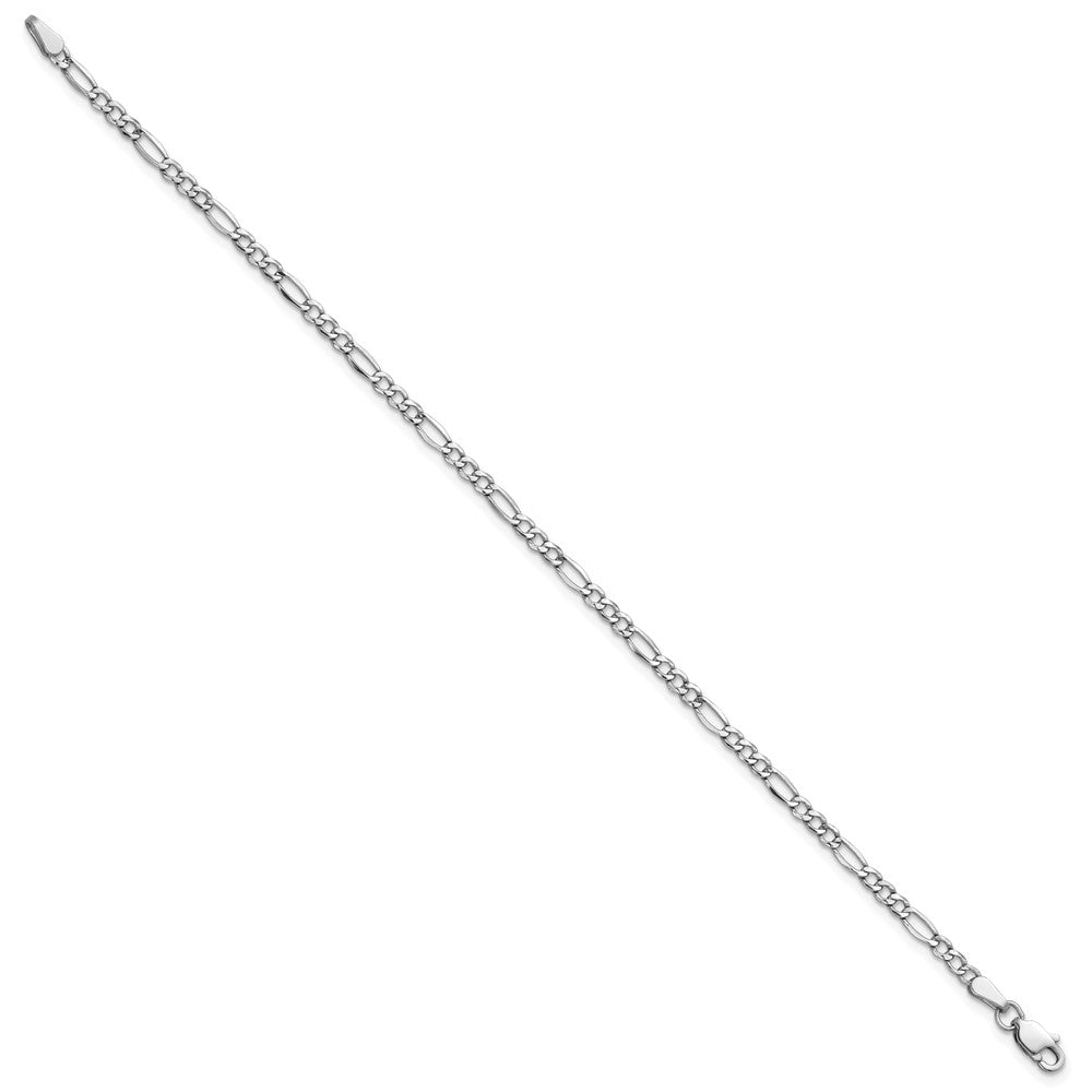 14K Weißgold 2.5mm Halbmassiv Figaro mit Karabinerverschluss Kette Fußkettchen